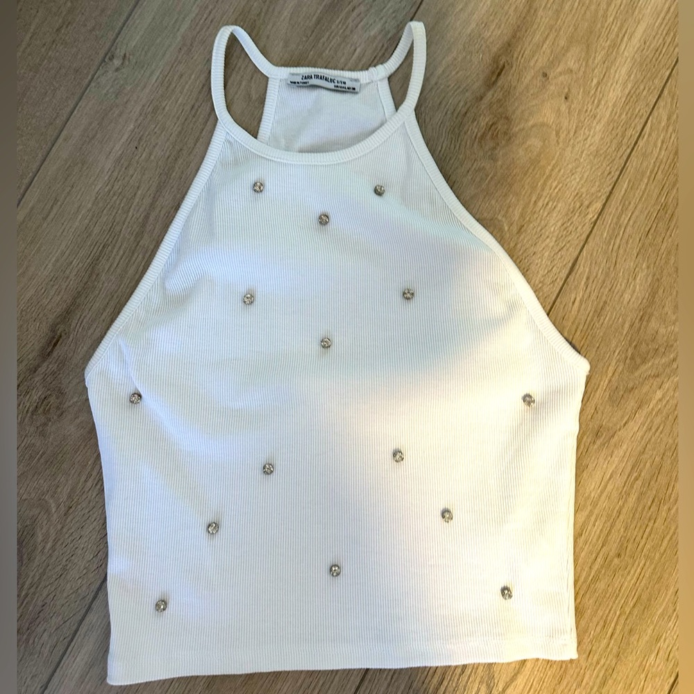 Zara cropped rhinestone tank top